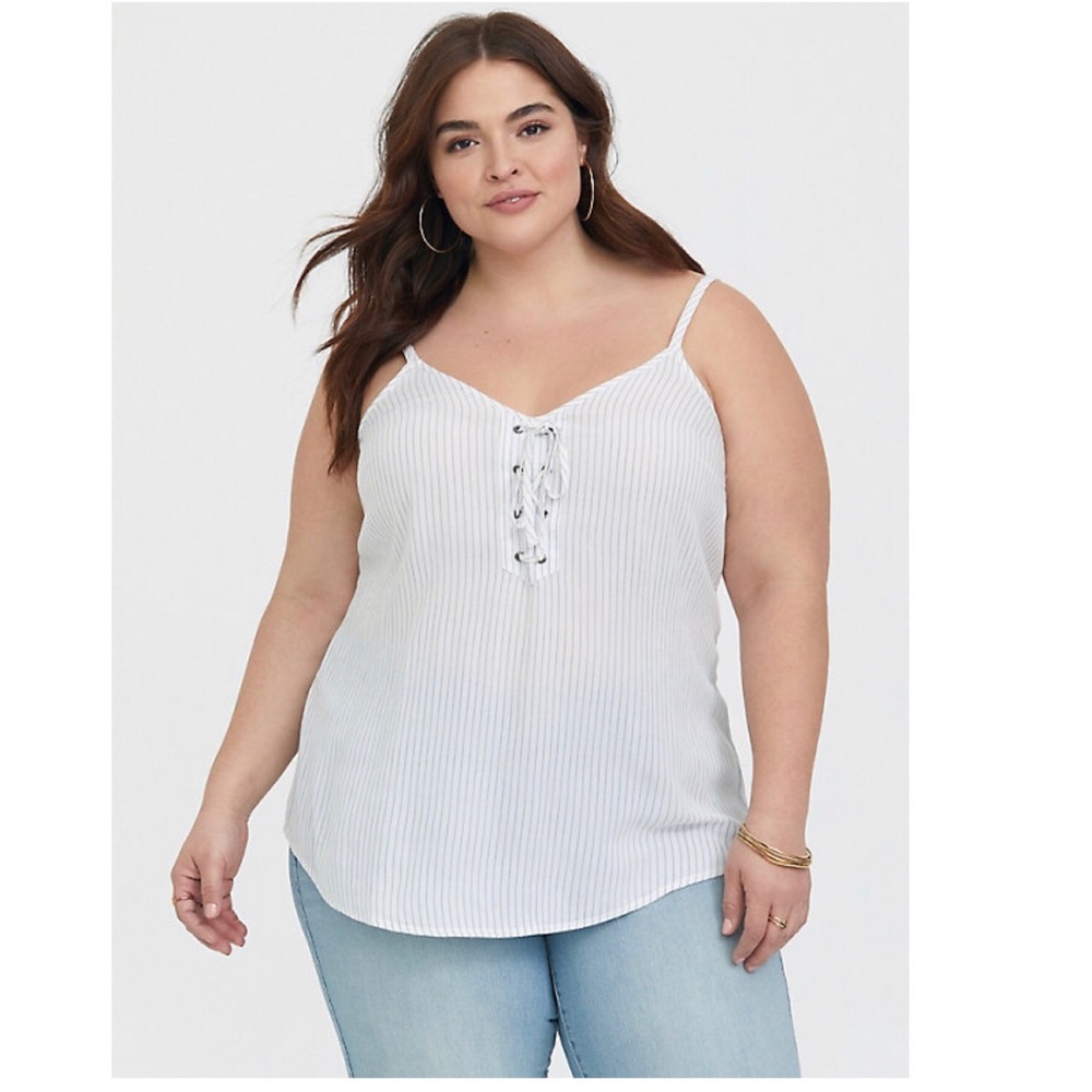 Torrid Sophie Blue Stripe Lace-up Cami Size 2